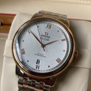 OMEGA De Ville Prestige 39.5mm YG/SS A+ Factory 1:1 Best Edition White Granular Dial YG Markers on Stainless Steel Strap A2500 - Best Replica Watches Store For Sale!