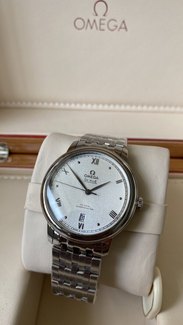 OMEGA De Ville Prestige 39.5mm SS A+ Factory 1:1 Best Edition White Granular Dial Silver Markers on Stainless Steel Strap A2500 - Best Replica Watches Store For Sale!