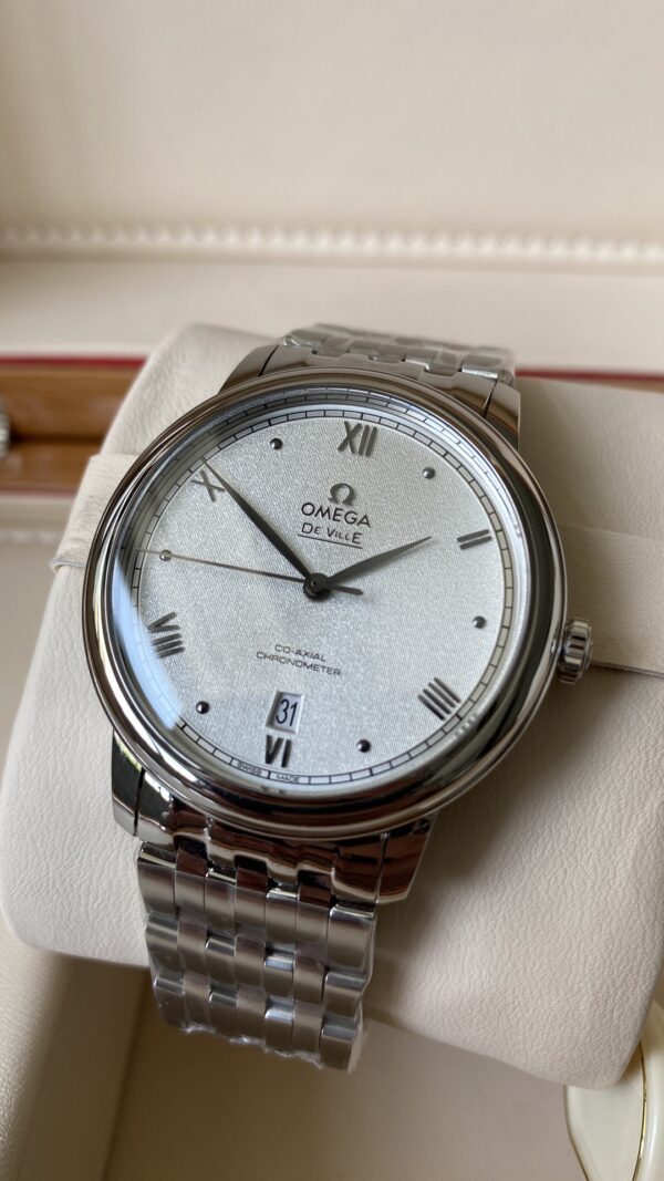 OMEGA De Ville Prestige 39.5mm SS A+ Factory 1:1 Best Edition White Granular Dial Silver Markers on Stainless Steel Strap A2500 - Best Replica Watches Store For Sale!