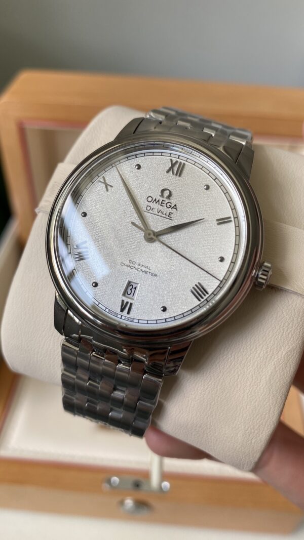 OMEGA De Ville Prestige 39.5mm SS A+ Factory 1:1 Best Edition White Granular Dial Silver Markers on Stainless Steel Strap A2500 - Best Replica Watches Store For Sale!