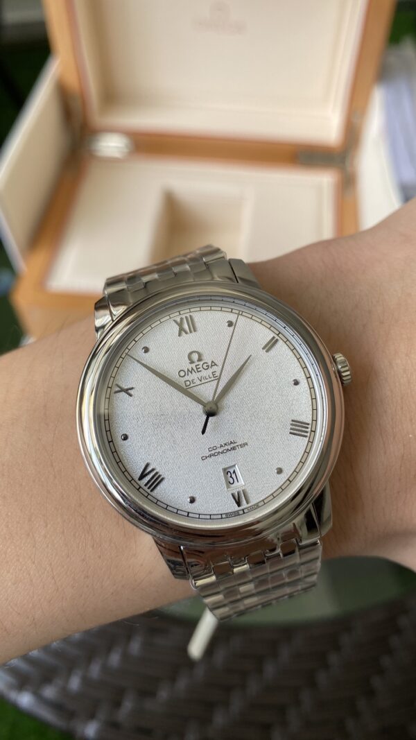 OMEGA De Ville Prestige 39.5mm SS A+ Factory 1:1 Best Edition White Granular Dial Silver Markers on Stainless Steel Strap A2500 - Best Replica Watches Store For Sale!