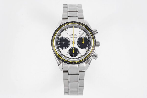 OMEGA Speedmaster Racing Master SS HKF Factory 1:1 Best Edition White/Black Dial on SS Bracelet A7750 - Best Replica Watches Store For Sale!