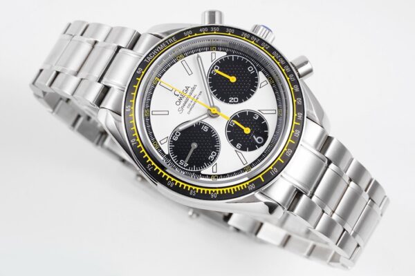 OMEGA Speedmaster Racing Master SS HKF Factory 1:1 Best Edition White/Black Dial on SS Bracelet A7750 - Best Replica Watches Store For Sale!