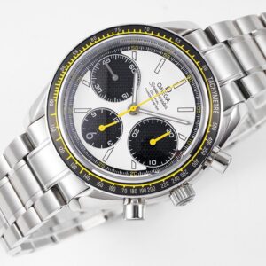 OMEGA Speedmaster Racing Master SS HKF Factory 1:1 Best Edition White/Black Dial on SS Bracelet A7750 - Best Replica Watches Store For Sale!