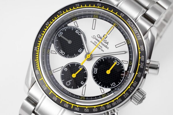 OMEGA Speedmaster Racing Master SS HKF Factory 1:1 Best Edition White/Black Dial on SS Bracelet A7750 - Best Replica Watches Store For Sale!