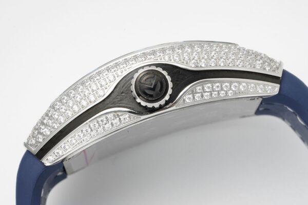 Franck MullerFranck Muller Vanguard V45 SS ABF Factory Best Edition Blue Full Diamonds Dial on Blue Leather Strap A2824 - Best Replica Watches Store For Sale!