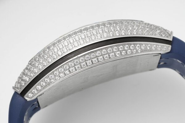 Franck MullerFranck Muller Vanguard V45 SS ABF Factory Best Edition Blue Full Diamonds Dial on Blue Leather Strap A2824 - Best Replica Watches Store For Sale!