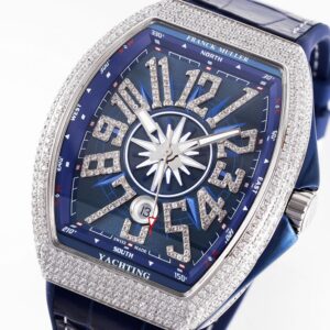 Franck Muller Vanguard V45 SS OXF ABF Factory Best Edition Blue Textured Dial White Markers on Blue Gummy Strap A2824 - Best Replica Watches Store For Sale!