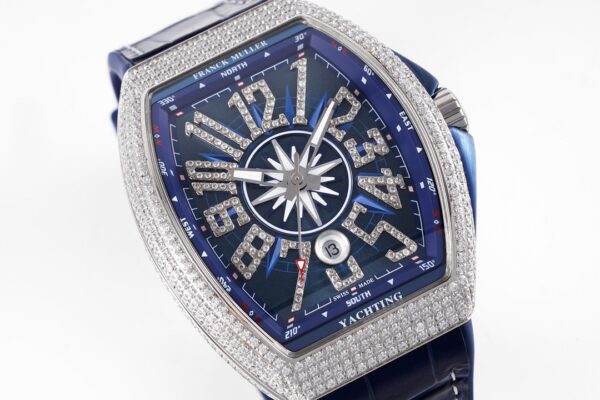 Franck Muller Vanguard V45 SS OXF ABF Factory Best Edition Blue Textured Dial White Markers on Blue Gummy Strap A2824 - Best Replica Watches Store For Sale!