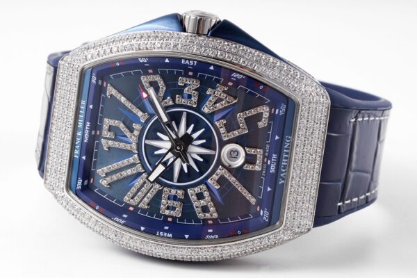 Franck Muller Vanguard V45 SS OXF ABF Factory Best Edition Blue Textured Dial White Markers on Blue Gummy Strap A2824 - Best Replica Watches Store For Sale!