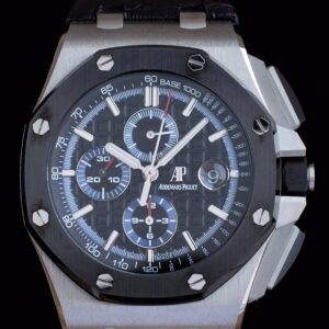 AP Royal Oak Offshore 44mm SS APF Factory 1:1 Best Edition Black Checkered Dial Ceramic Bezel on Black Leather Strap A3126 - Best Replica Watches Store For Sale!