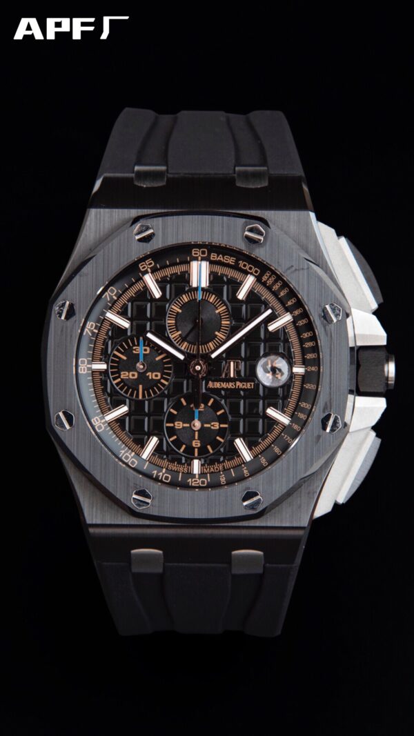 AP Royal Oak Offshore 44mm Black Ceramic APF Factory 1:1 Best Edition Black Dial on Rubber Strap A3126 - Best Replica Watches Store For Sale!