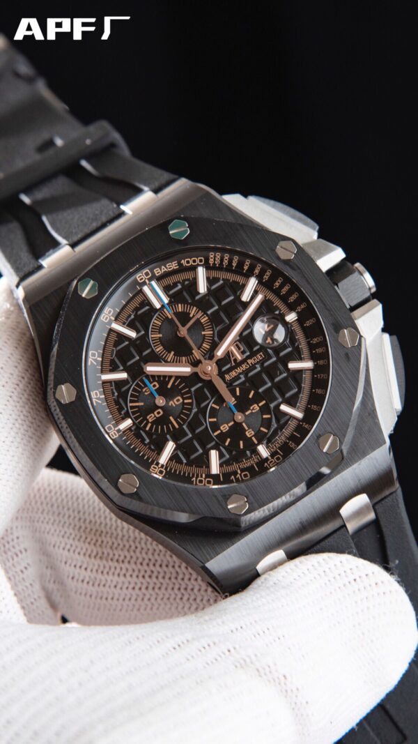 AP Royal Oak Offshore 44mm Black Ceramic APF Factory 1:1 Best Edition Black Dial on Rubber Strap A3126 - Best Replica Watches Store For Sale!