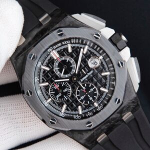AP Royal Oak Offshore 44mm Black Carbon Fiber APF Factory 1:1 Best Edition Black Dial on Rubber Strap A3126 - Best Replica Watches Store For Sale!
