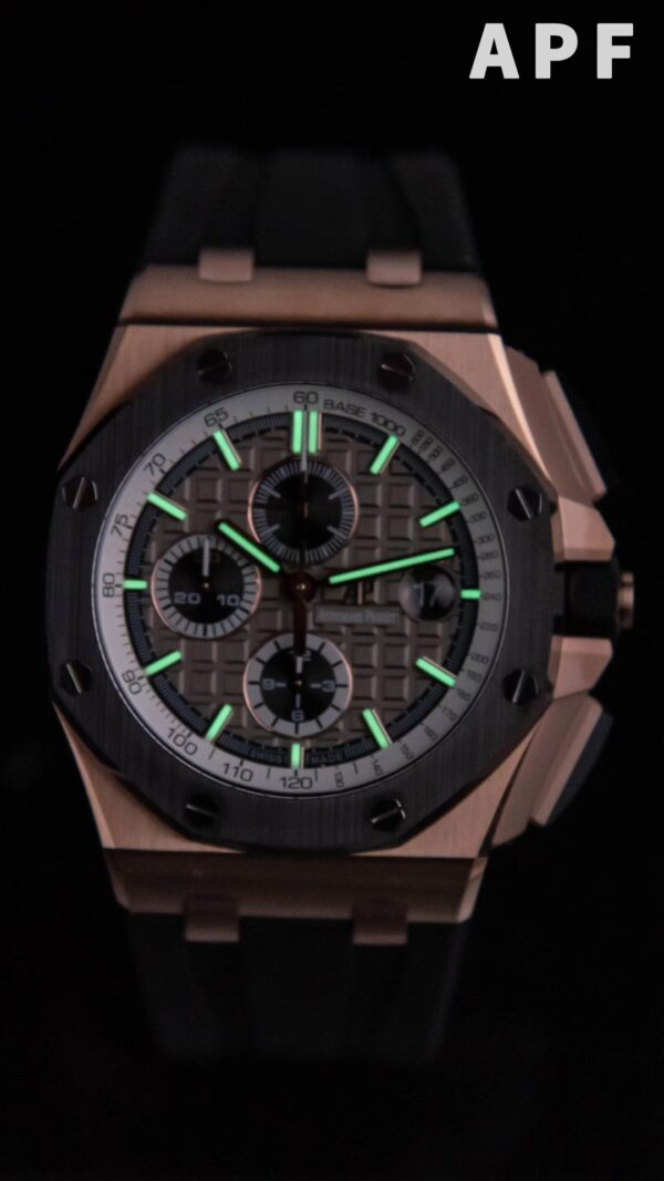 AP Royal Oak Offshore 44mm RG Ceramic Bezel APF Factory 1:1 Best Edition Grey Dial on Rubber Strap A3126 - Best Replica Watches Store For Sale!