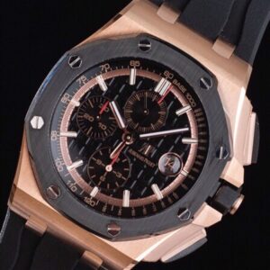 AP Royal Oak Offshore 44mm RG Ceramic Bezel APF Factory 1:1 Best Edition Black Dial on Rubber Strap A3126 - Best Replica Watches Store For Sale!