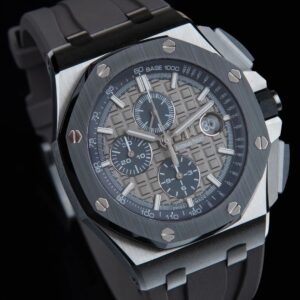 AP Royal Oak Offshore 44mm SS Black Ceramic Bezel APF Factory 1:1 Best Edition Gray/Blue Dial on Gray Rubber Strap A3126 - Best Replica Watches Store For Sale!