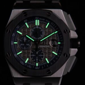 AP Royal Oak Offshore 44mm SS Black Ceramic Bezel APF Factory 1:1 Best Edition Gray/Blue Dial on Gray Rubber Strap A3126 - Best Replica Watches Store For Sale!