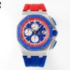 AP Royal Oak Offshore 44mm Blue Ceramic Bezel APF Factory 1:1 Best Edition Blue/Red Dial on Blue/Red Rubber Strap A3126 - Best Replica Watches Store For Sale!