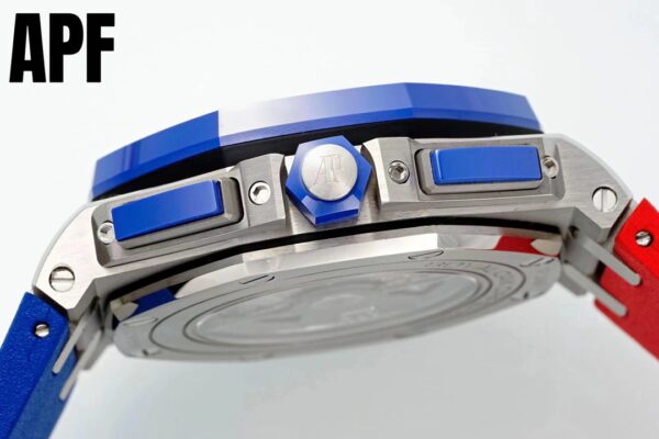 AP Royal Oak Offshore 44mm Blue Ceramic Bezel APF Factory 1:1 Best Edition Blue/Red Dial on Blue/Red Rubber Strap A3126 - Best Replica Watches Store For Sale!