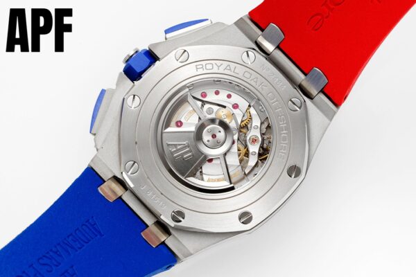 AP Royal Oak Offshore 44mm Blue Ceramic Bezel APF Factory 1:1 Best Edition Blue/Red Dial on Blue/Red Rubber Strap A3126 - Best Replica Watches Store For Sale!
