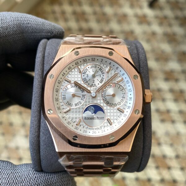 AP Royal Oak 41mm Complicated 26574OR RG APSF1:1 Best Edition Silver Dial on RG Bracelet A5134 (CHS) - Best Replica Watches Store For Sale!