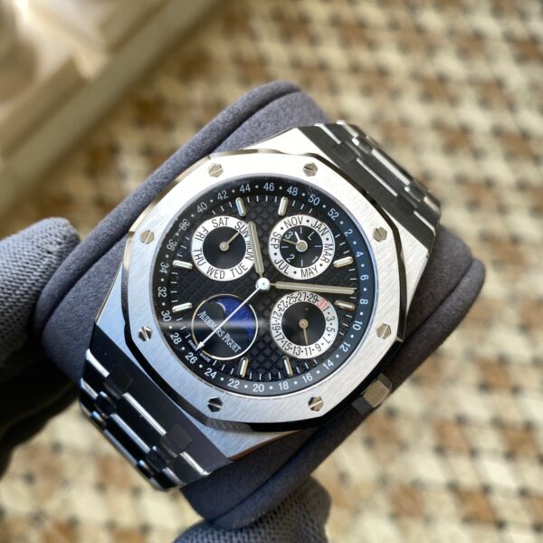 AP Royal Oak 41mm Complicated 26597PT SS APS Factory 1:1 Best Edition Black/Silver Dial on SS Bracelet A5134 (CHS) - Best Replica Watches Store For Sale!