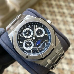 AP Royal Oak 41mm Complicated 26597PT SS APS Factory 1:1 Best Edition Black/Silver Dial on SS Bracelet A5134 (CHS) - Best Replica Watches Store For Sale!