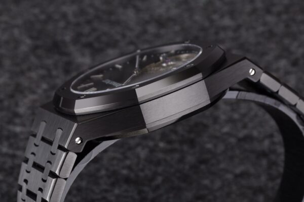 AP Royal Oak PVD Tourbillon R8 Factory Best Edition Black Sunburst Tapisserie Dial  V3 - Best Replica Watches Store For Sale!