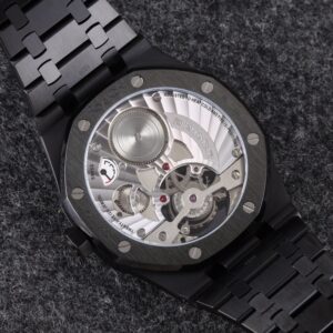 AP Royal Oak PVD Tourbillon R8 Factory Best Edition Black Sunburst Tapisserie Dial  V3 - Best Replica Watches Store For Sale!
