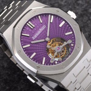 AP Royal Oak 2018 SIHH SS Tourbillon R8 Factory Purple Sunburst Tapisserie Dial on SS Bracelet V3 - Best Replica Watches Store For Sale!