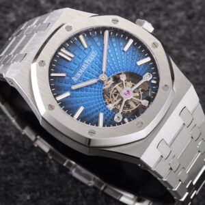 AP Royal Oak 2018 SIHH SS Tourbillon R8 Factory Blue Sunburst Tapisserie Dial on SS Bracelet V3 - Best Replica Watches Store For Sale!