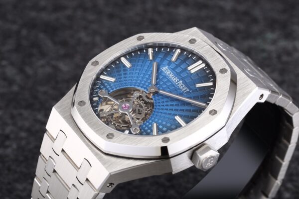 AP Royal Oak Tourbillon R8 Factory Blue Sunburst Tapisserie Dial V3 - Best Replica Watches Store For Sale!