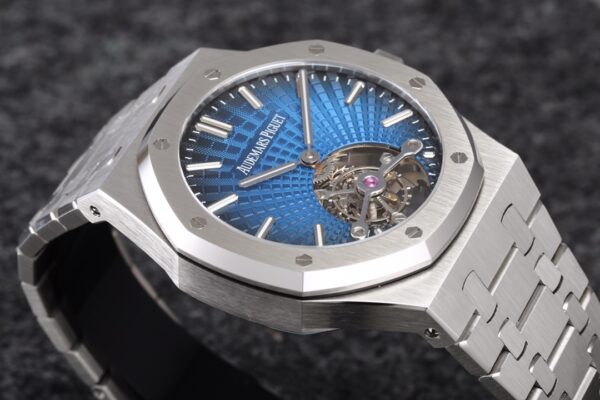 AP Royal Oak Tourbillon R8 Factory Blue Sunburst Tapisserie Dial V3 - Best Replica Watches Store For Sale!