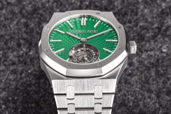 AP Royal Oak Tourbillon R8 Factory Green Sunburst Tapisserie Dial V3 - Best Replica Watches Store For Sale!