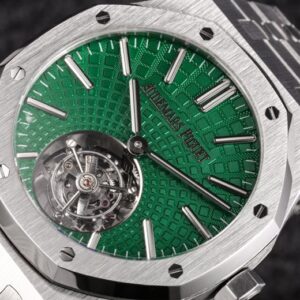 AP Royal Oak Tourbillon R8 Factory Green Sunburst Tapisserie Dial V3 - Best Replica Watches Store For Sale!