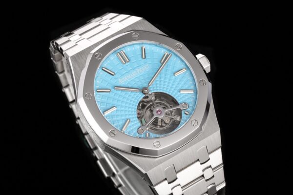 AP AP Royal Oak 2018 SIHH SS Tourbillon R8 Factory Tiffany Sunburst Tapisserie Dial on SS Bracelet V3 - Best Replica Watches Store For Sale!