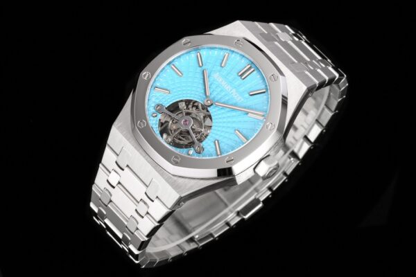 AP AP Royal Oak 2018 SIHH SS Tourbillon R8 Factory Tiffany Sunburst Tapisserie Dial on SS Bracelet V3 - Best Replica Watches Store For Sale!