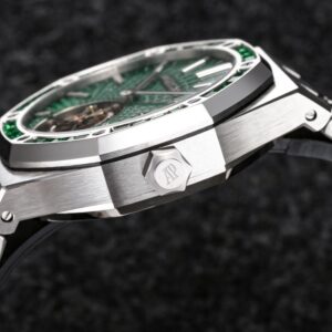 AP Royal Oak 2018 SIHH SS Tourbillon R8 Factory Diamond Bezel Green Sunburst Tapisserie Dial on SS Bracelet V3 - Best Replica Watches Store For Sale!
