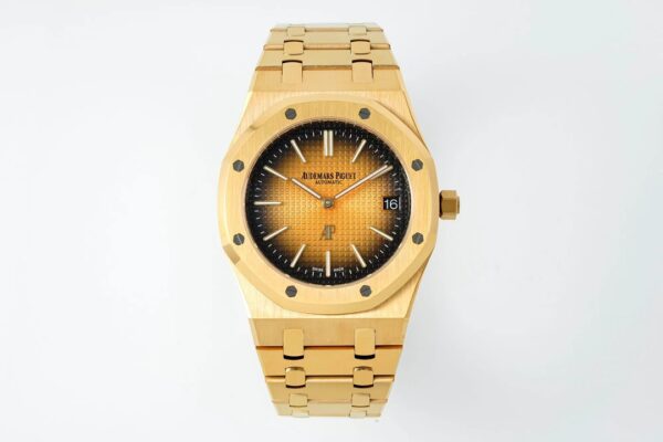 AP Royal Oak 39mm 15202 YG IPF Factory 1:1 Best Edition Yellow/Brown Textured Dial - Best Replica Watches Store For Sale!