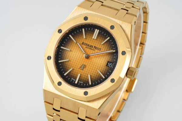 AP Royal Oak 39mm 15202 YG IPF Factory 1:1 Best Edition Yellow/Brown Textured Dial - Best Replica Watches Store For Sale!