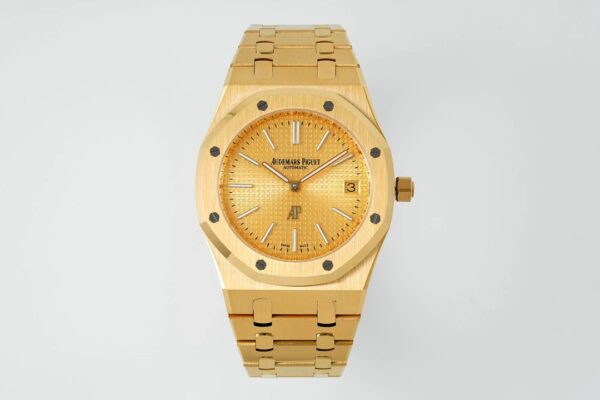 AP Royal Oak 39mm 15202 YG IPF Factory 1:1 Best Edition YG Textured Dial on YG Bracelet A2121 - Best Replica Watches Store For Sale!