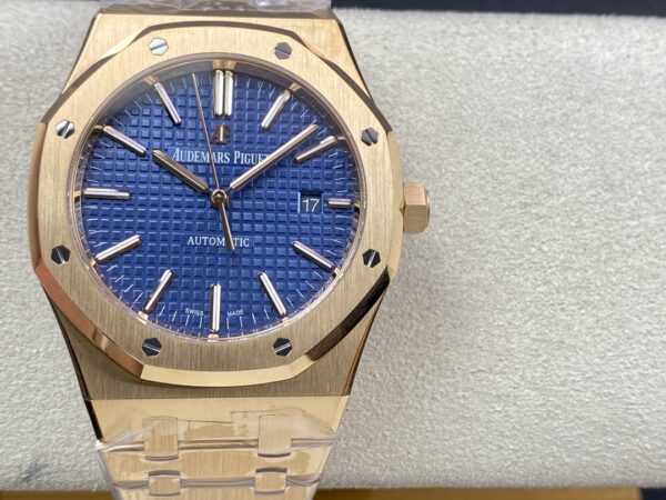 AP AP Royal Oak 37mm 15450 RG  ZF Factory 1:1 Best Edition Blue Textured Dial on SS Bracelet SA3120 Super Clone - Best Replica Watches Store For Sale!