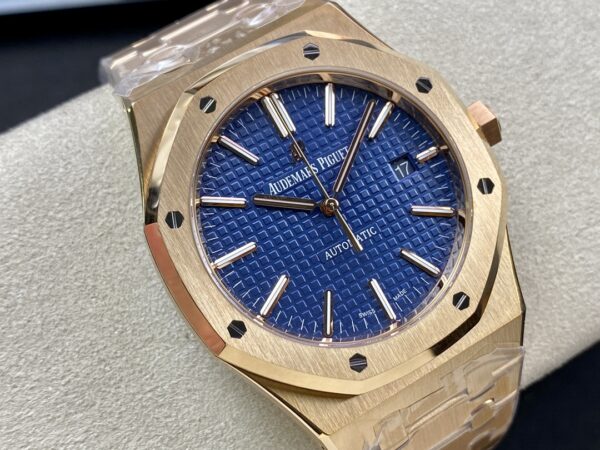 AP AP Royal Oak 37mm 15450 RG  ZF Factory 1:1 Best Edition Blue Textured Dial on SS Bracelet SA3120 Super Clone - Best Replica Watches Store For Sale!