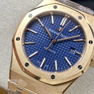 AP AP Royal Oak 37mm 15450 RG  ZF Factory 1:1 Best Edition Blue Textured Dial on SS Bracelet SA3120 Super Clone - Best Replica Watches Store For Sale!