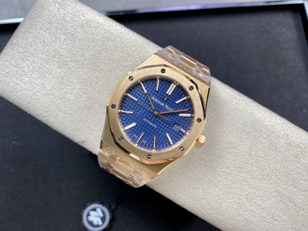 AP AP Royal Oak 37mm 15450 RG  ZF Factory 1:1 Best Edition Blue Textured Dial on SS Bracelet SA3120 Super Clone - Best Replica Watches Store For Sale!