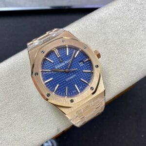 AP AP Royal Oak 37mm 15450 RG  ZF Factory 1:1 Best Edition Blue Textured Dial on SS Bracelet SA3120 Super Clone - Best Replica Watches Store For Sale!