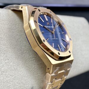 AP AP Royal Oak 37mm 15450 RG  ZF Factory 1:1 Best Edition Blue Textured Dial on SS Bracelet SA3120 Super Clone - Best Replica Watches Store For Sale!
