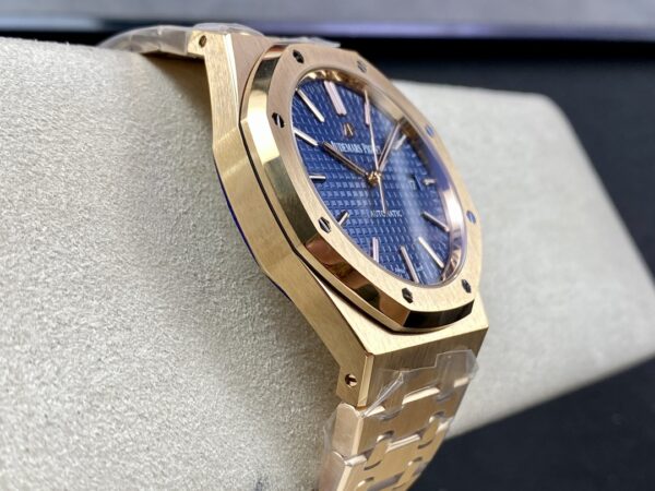 AP AP Royal Oak 37mm 15450 RG  ZF Factory 1:1 Best Edition Blue Textured Dial on SS Bracelet SA3120 Super Clone - Best Replica Watches Store For Sale!