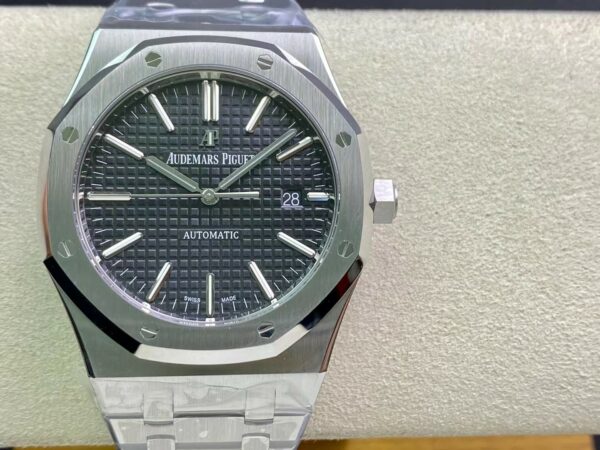 AP Royal Oak 37mm 15450 SS  ZF Factory 1:1 Best Edition Gray Textured Dial on SS Bracelet SA3120 Super Clone - Best Replica Watches Store For Sale!